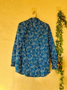 Stylish Blue Paisley Print Shirt
