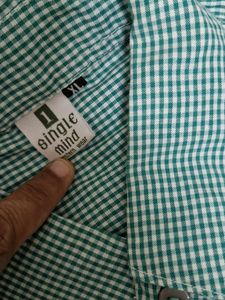 Green Gingham Button-Up Shirt