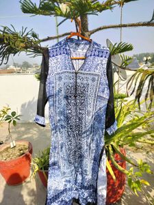 Blue &amp; White Printed Kurti