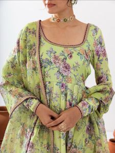 Green printed Anarkali set from rivaaj clothing