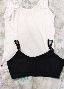 women Innerwear Black Bra & White Camisole combo