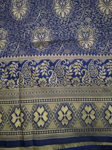 Elegant Navy Blue Banarasi Silk Saree