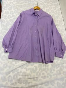 Purple Oversized Button-Up Shirt