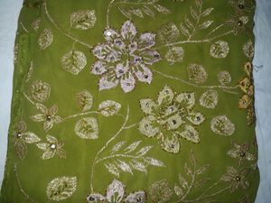 Mehndi Colour Saree With Stitched Blouse