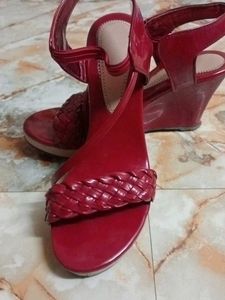 Red Wedge Sandals