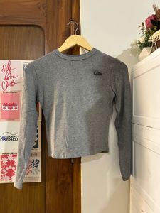 Grey Long Sleeve Cropped Top