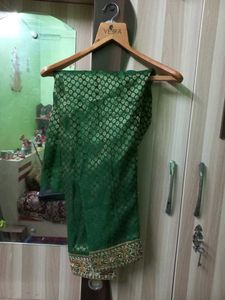 party wear green colour hand work dress