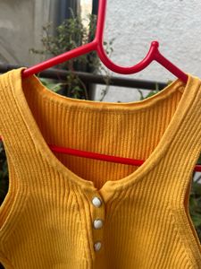 Yellow Ribbed Crop Top