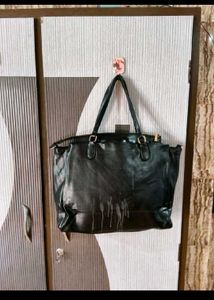 Stylish Black Leather Tote Bag