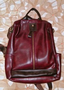 100%PURE PREMIUM Vegan Leather Maroon Backpack