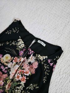 Black Floral Maxi Dress with Slit bust 36