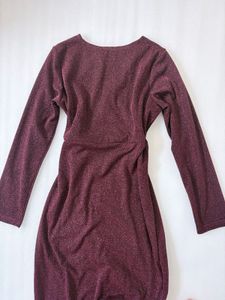 Sparkly V-Neck Ruched Dress