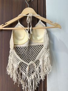 Boho Crochet Fringe Halter Top