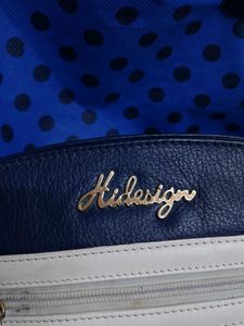 Hidesign Navy &amp; White Leather Crossbody Bag