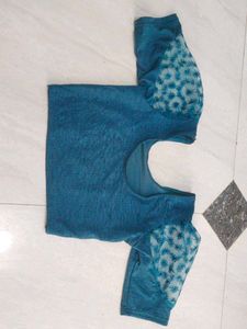 Teal Embroidered Sleeve Blouse