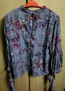 Floral Plaid Print Top