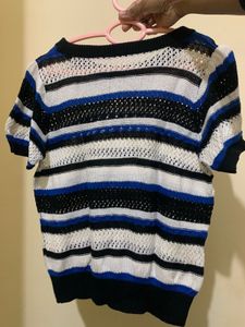 Striped Crochet Knit Top