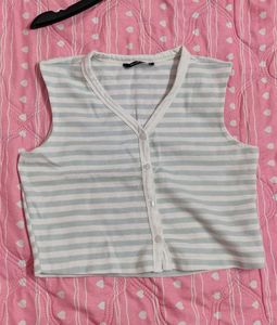 Striped Sleeveless V-Neck Top😜😜