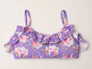 Purple Unicorn Ruffle Bikini Top