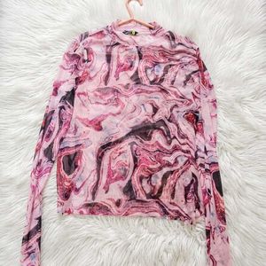 Tokyo Talkies | Pink Marble Mesh Top🌸