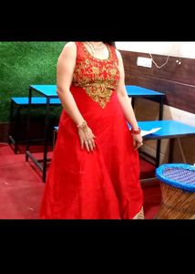 Red Embroidered Ethnic Gown