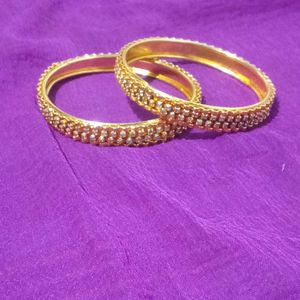 Elegant Gold Bangles with Crystals