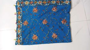 Stunning Blue Embroidered Saree with blouse