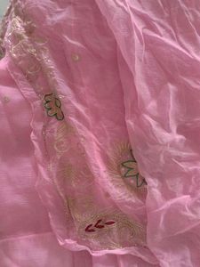 Elegant Pink Embroidered Saree