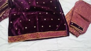 Velvet zari work suit