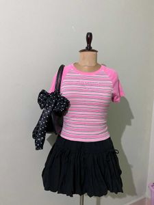 Cute Pink Striped Cropped Top