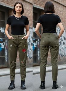 Olive Green Distressed Pants
