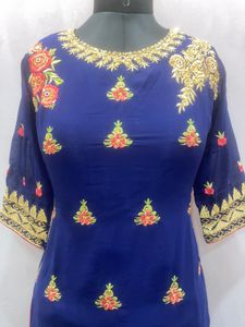 Georgette Sharara Blue Colour