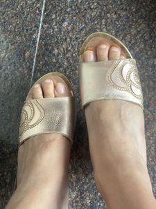 Gold Flats &amp; Sandals