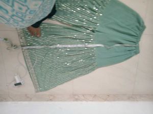Sea Green Sequined Kurta Set