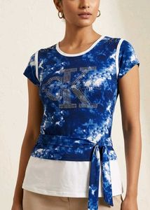 the cloud tie-dye rhinestone tie-waist top