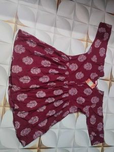 Maroon Printed Kurta