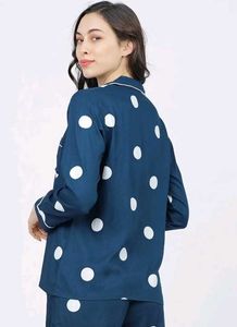 Navy blue and white printed sleep shirt
