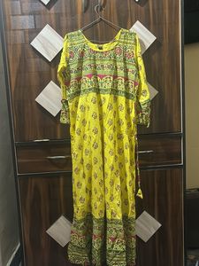 Yellow Anarkali With Free Gift