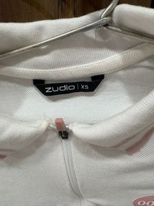 Zudio Cute White Crop Polo Top