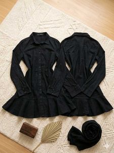 Chic Black Button-Down Mini y2k  Dress