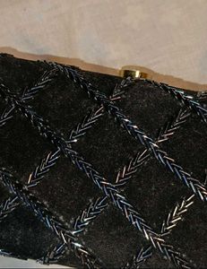 Elegant Black Velvet Beaded Clutch