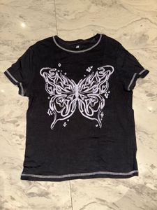 Black Butterfly Graphic T-Shirt
