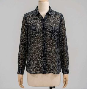 Chic Black & White Dotted Sheer Blouse