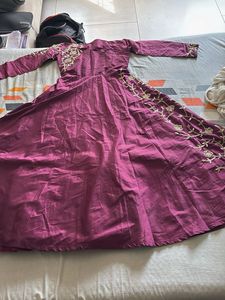 Maroon Embroidered Anarkali Dress