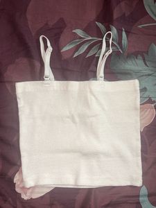 Ribbed White Camisole Tank Top