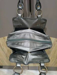 Stylish Grey Leather Shoulder Bag