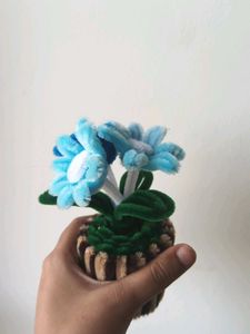 Handmade Blue Pipe Cleaner Flower Bouquet