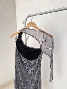 KASSUALLY Black and White Striped  Dress