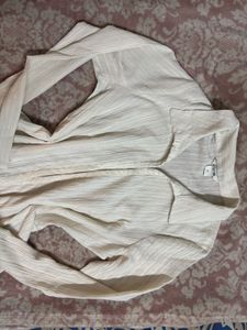 Chic Textured White Button-Up Top
