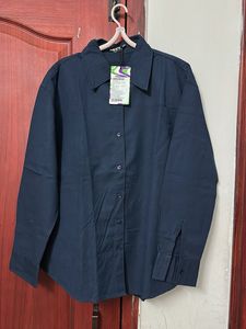 Classic Navy Blue Collared Shirt